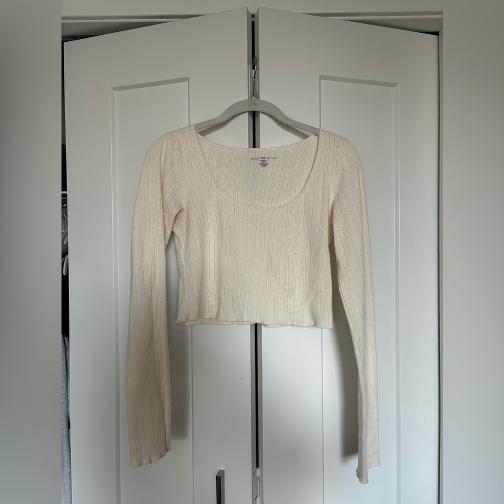 Brandy Melville Pointelle Cropped Long Sleeve